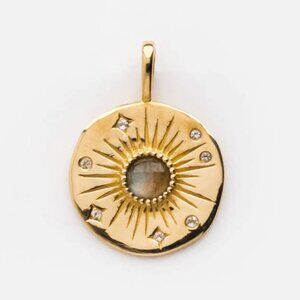 Local Eclectic 9K Gold Labradorite and Topaz Coin Charm